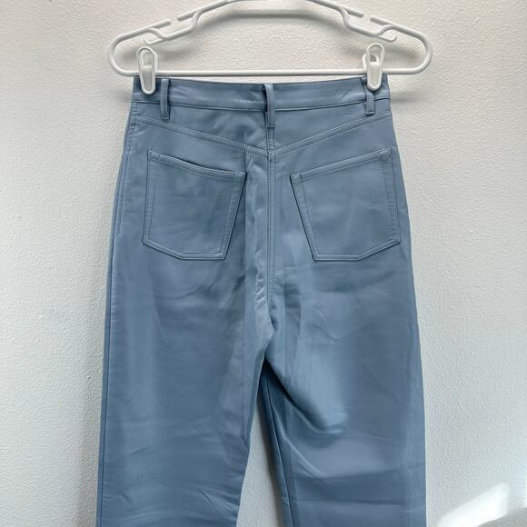 Artizia Wilfred Melina Pant High Waisted Vegan Leather Pants Light Blue 4 - Picture 6 of 16